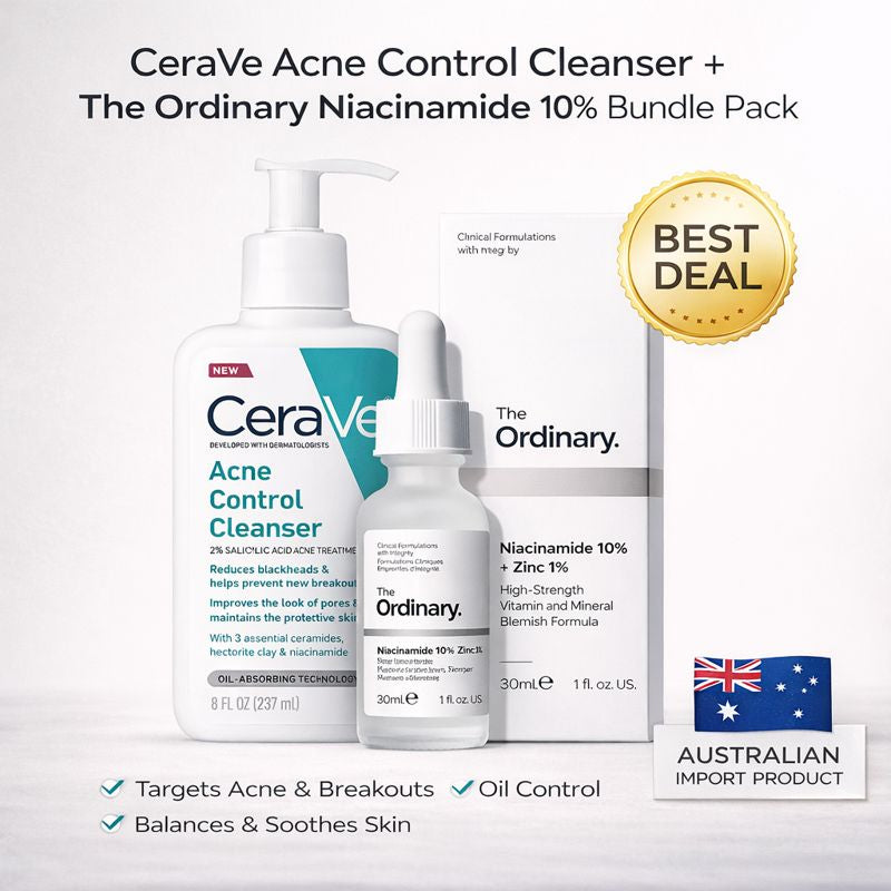 CeraVe Acne Control Cleanser + The ordinary Niacinamide 10% Bundle Pack